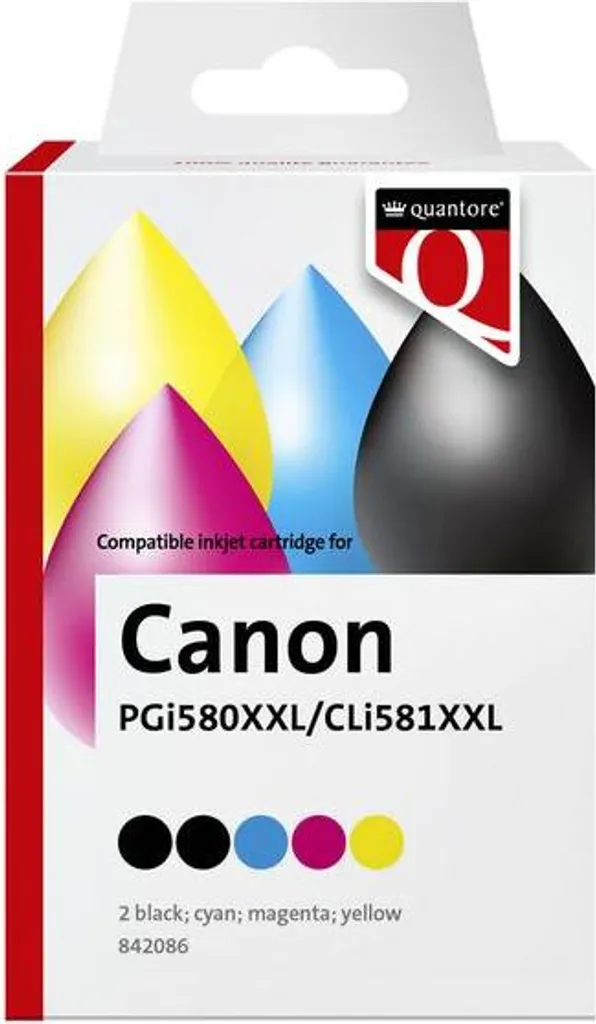 Quantore Cartouches PGI-580XXL CLI-581XXL - Pack de 5 Encre XXL Noir