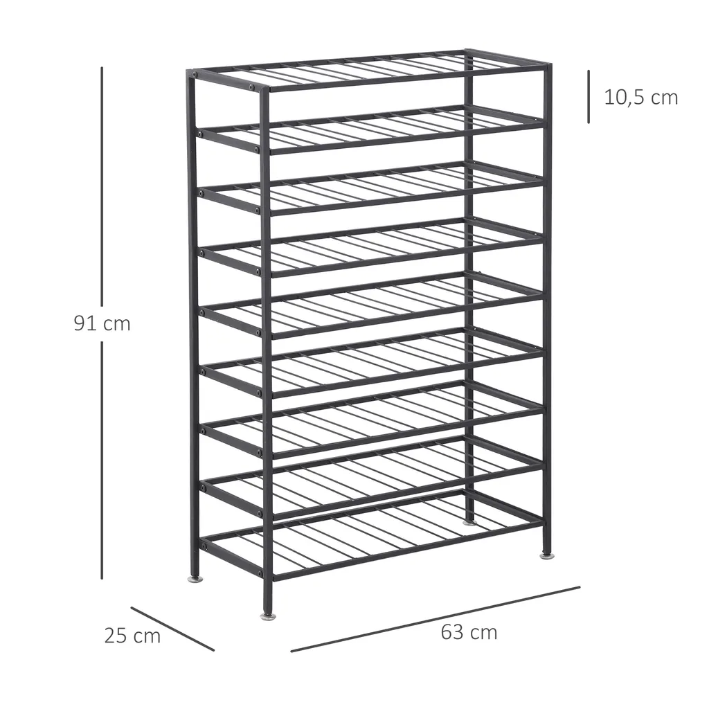 Casier à Bouteilles de Vin 54 Emplacements en Acier Noir - Rack 91 cm - 5