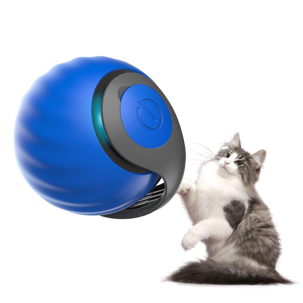 Intelligenter elektrischer Katzenball, blau, Katzen können sich selbst beschäftigen, Geschwindigkeit ist einstellbar