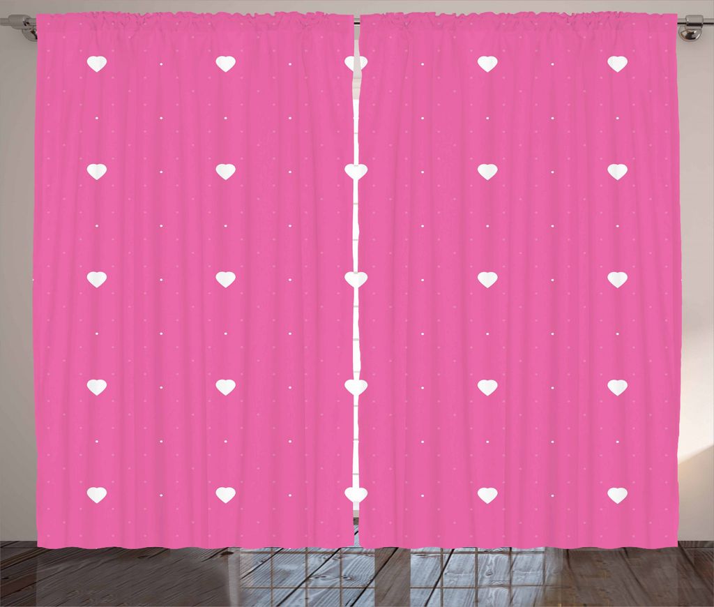 ABAKUHAUS Minimalistisch Rustikaler Vorhang, Little Hearts-Liebhaber, Wohnzimmer Universalband Gardinen mit Schlaufen und Haken, 280 x 245 cm, Pink...