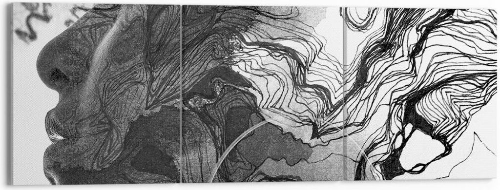 Bild auf Leinwand - Leinwandbild - 3 Teile - Frau Linie Kunst. - 150x50cm - Wand Bild - Wanddeko - Wandbilder - Leinwanddruck - Bilder - Wanddekora...