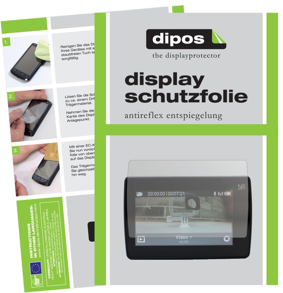 5x Schutzfolie für YI 4K Plus matt Displayschutzfolie Folie Display Schutz dipos