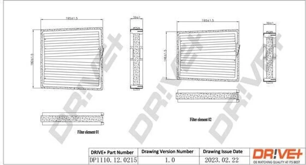 Filtre à air d'habitacle Dr!ve+ DP1110.12.0215 pour Mercedes Classe C