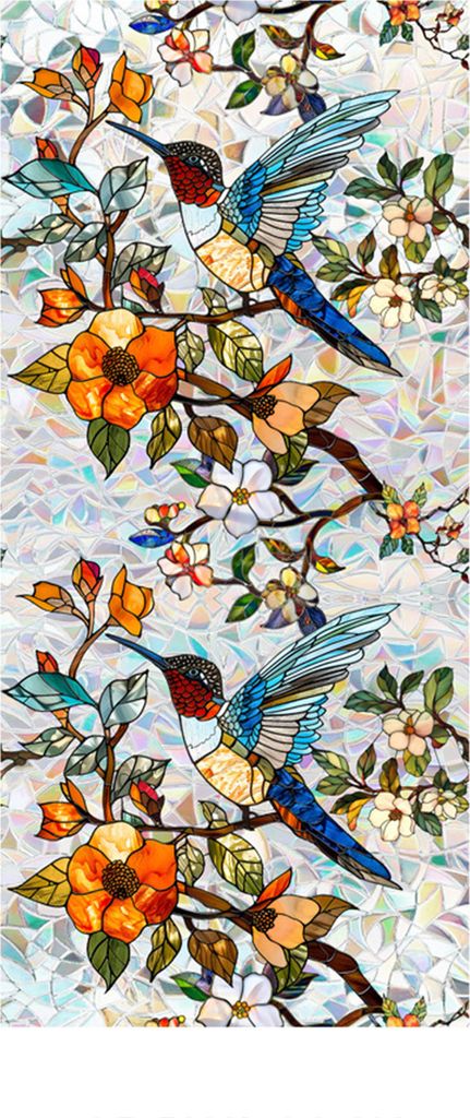 Sichtschutzfolie für Fenster mit Blumenmotiv, doppelseitig, Buntglas, Regenbogen-Fensterfolie, Sonnenschutz, statische Abdeckung, Haftaufkleber, d...