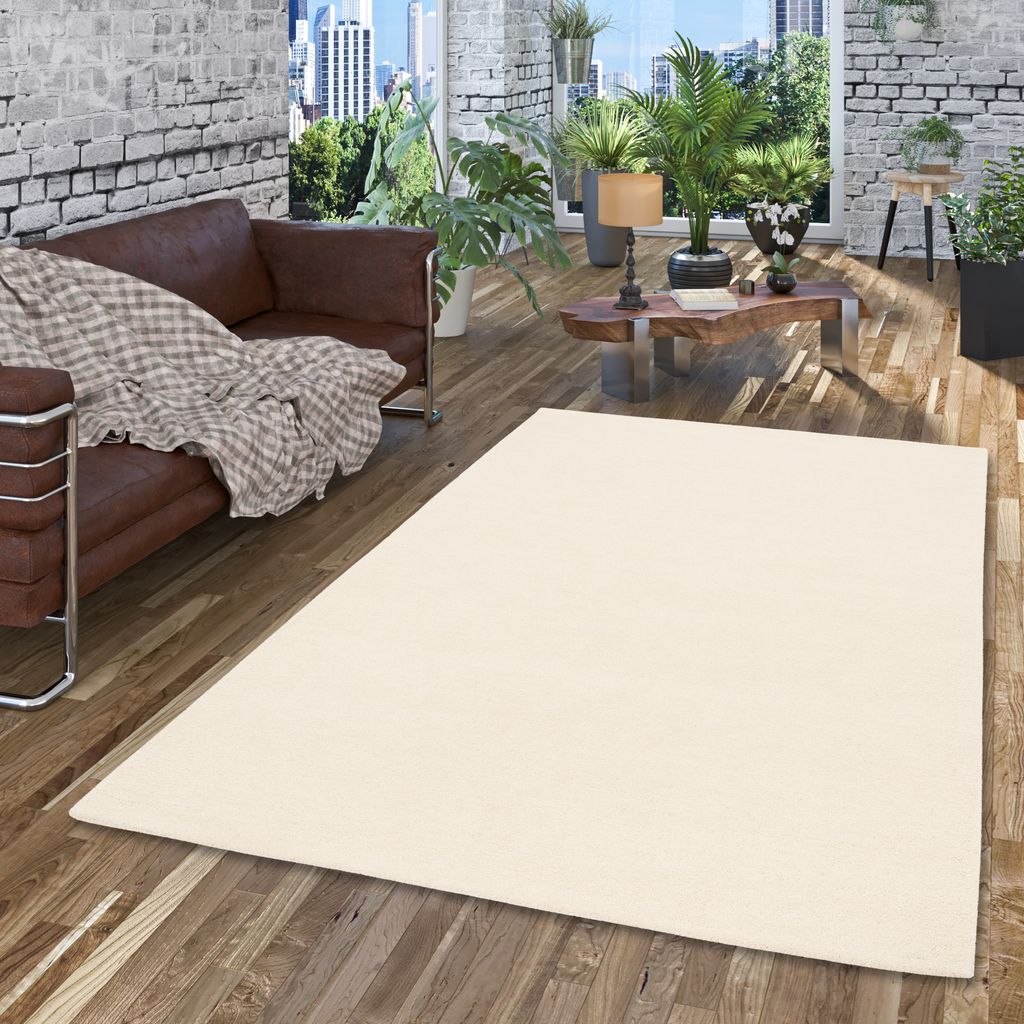 Natur Teppich Berber Aruna Uni Wollweiss, Größe:70x140 cm