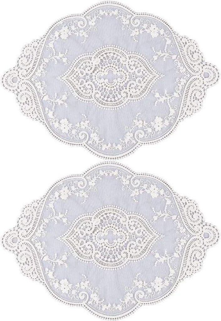 Handgefertigte Beige Platten für Blumentöpfe - Vintage-Design mit Haarsträhnen - 2 Stück Gehäkelte Placemats.