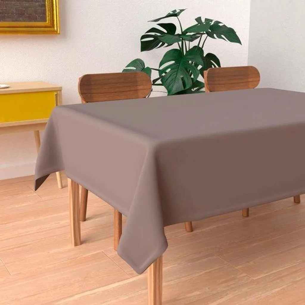 Protection de table 140x240 cm marron, nappe rectangulaire pour 8 couverts