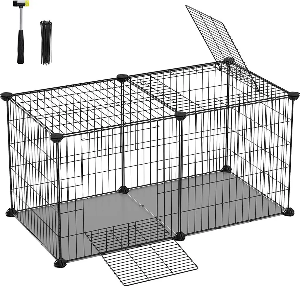 Grande cage rongeurs 82x41x41 cm en métal robuste et double porte d'accès