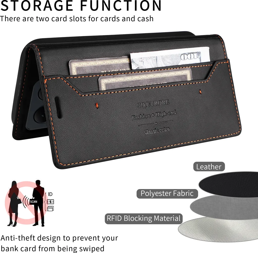 Custodia Xiaomi 14T Pro in Pelle: Wallet Case con Stand e Slot Carte - 6