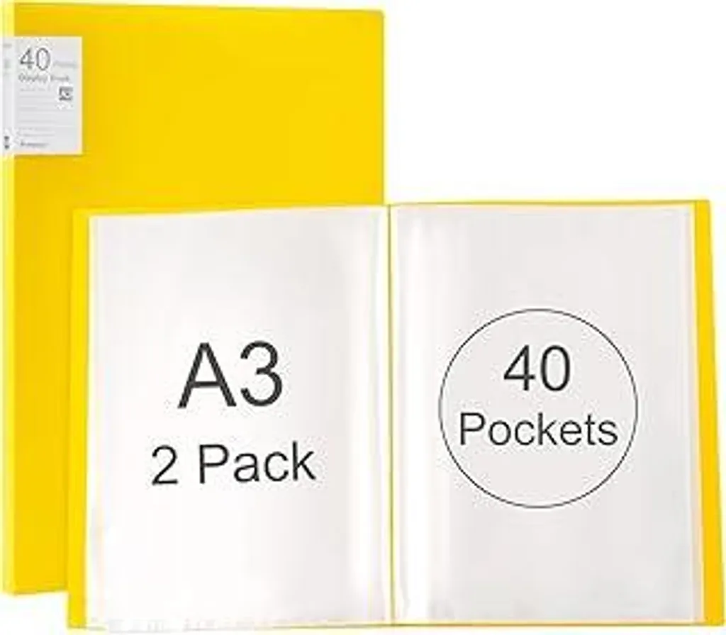 2 Pezzi Portfolio A3 Giallo 40 Tasche per Disegni e Opere d'Arte