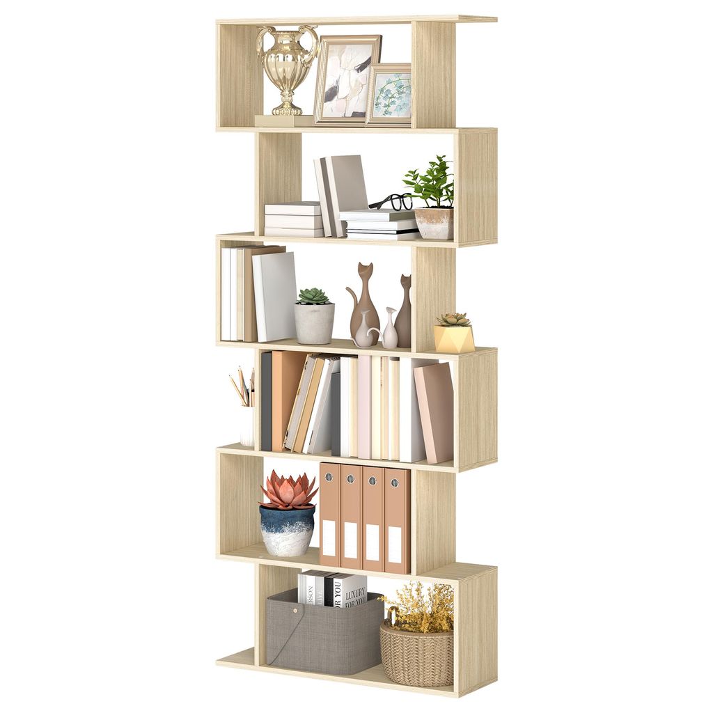 VASAGLE Bücherregal mit 6 Ebenen beige Standregal freistehender Schrank