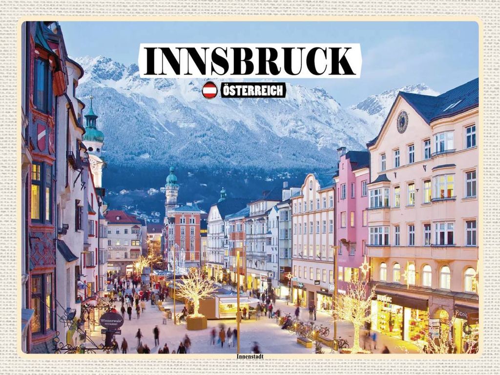 vianmo Holzschild 30x40 cm Innsbruck Österreich Bildmotiv Reisemotiv Abenteuer Reisen