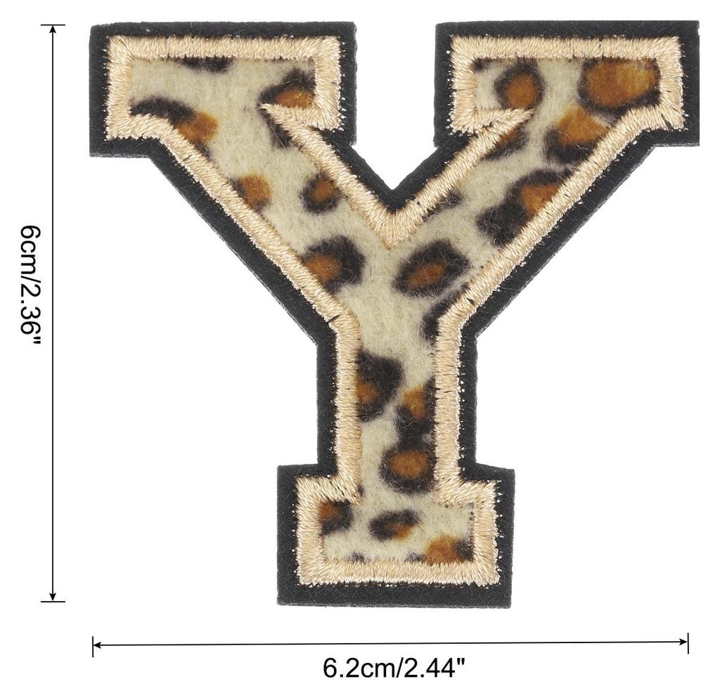 3 Stš¹ck Buchstaben zum Aufbš¹geln, 6 cm Leopard Selbstklebende Chenille Buchstaben Y mit schwarzem Rand,Gestickter Patch zum Aufbš¹geln fš...