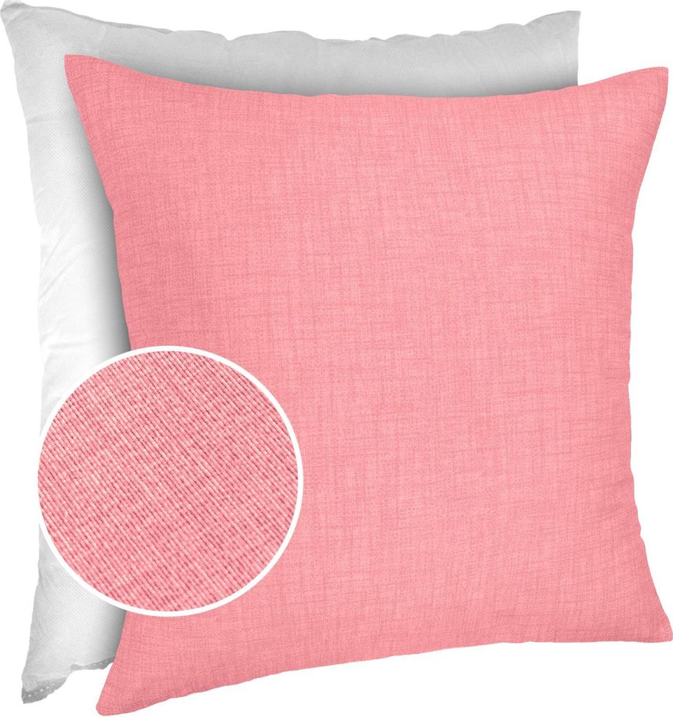 Dekokissenbezug MrJack Uni Pink 40x40cm Einfarbig Leinenoptik Sofakissen mit Reißverschluss