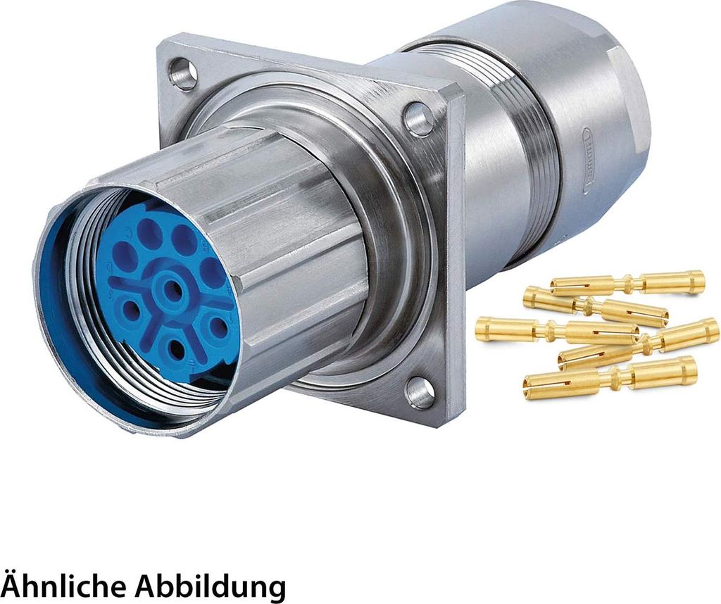 HUMMEL SET inkl. Kontakte M23 Leistung Wanddurchführung, Crimpeinsatz gerade Polzahl 3+4+PE, Buchse Vorder- oder