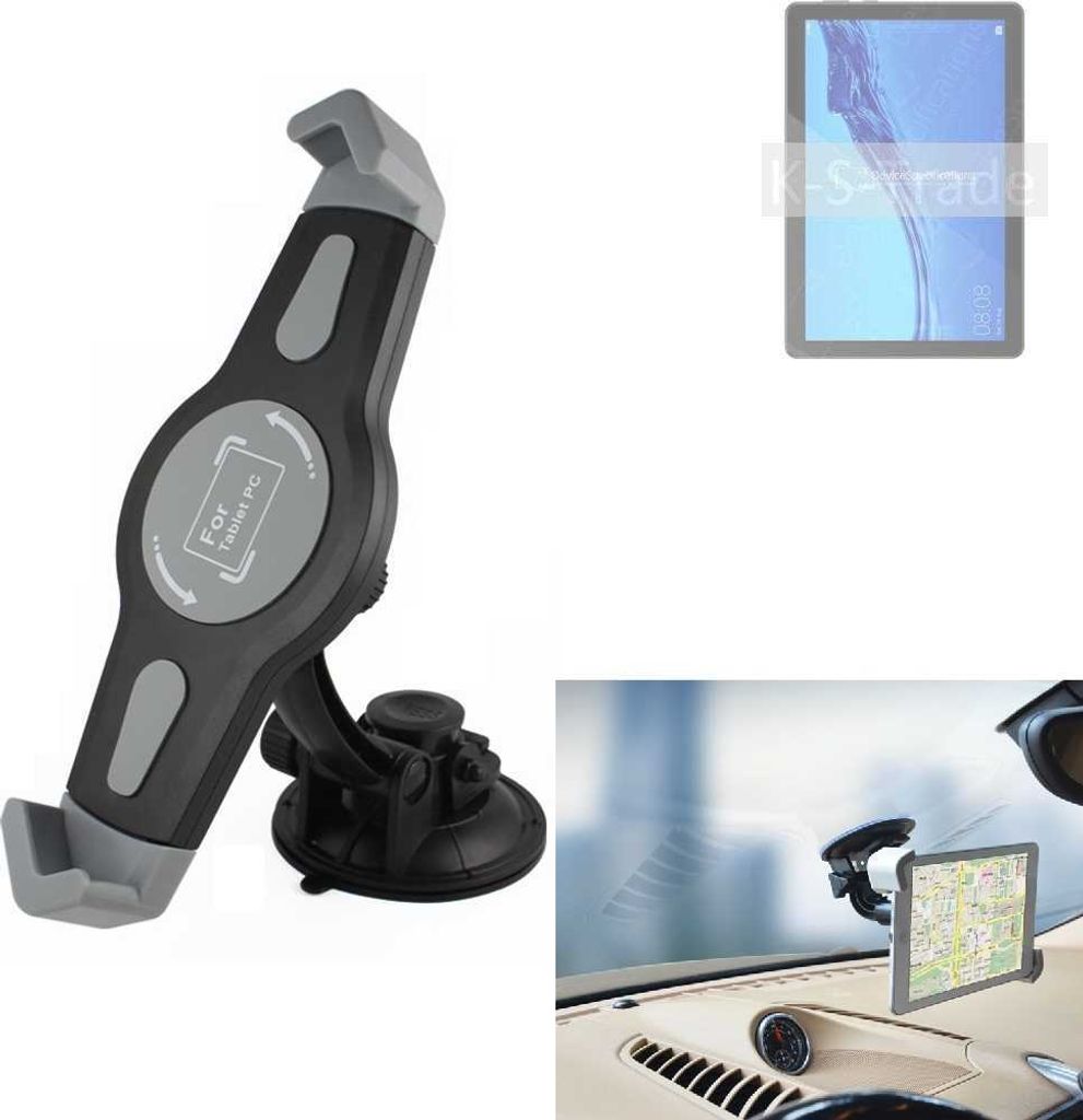 K-S-Trade Scheiben-Halterung für Tablets kompatibel mit Huawei MediaPad T5 10 KFZ Tablet Saugnapf Auto Halterung Windschutzscheibe Holder Halter