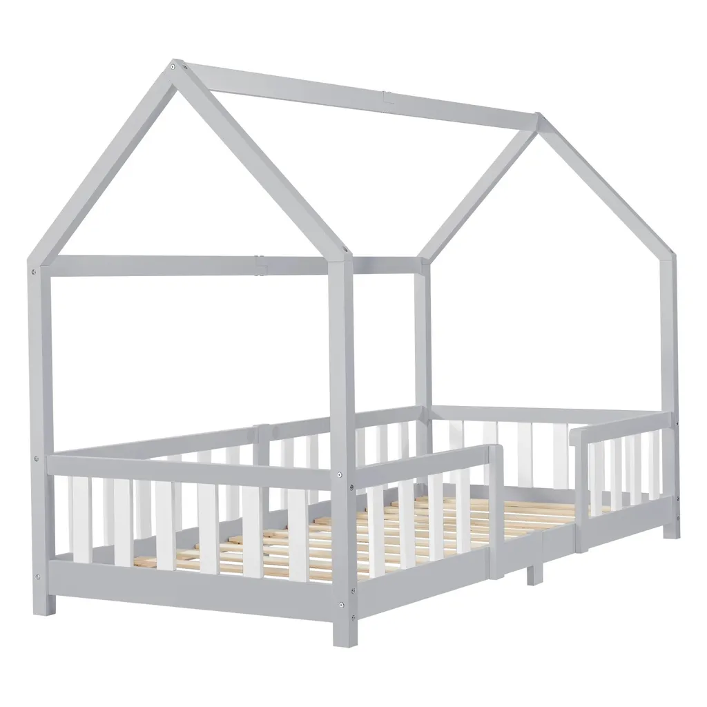 Lit simple Neoma 90x200 cm pour chambre d'enfant avec cadre sécurisé