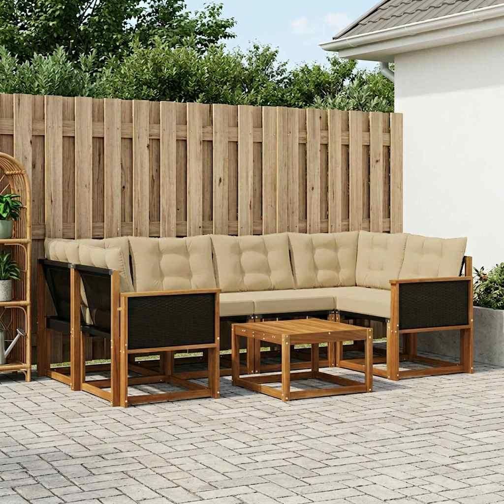 Möbel Outdoor-Sofagarnitur mit Kissen 7 pcs Natur und BeigeGartensofas - Gartensofas c507