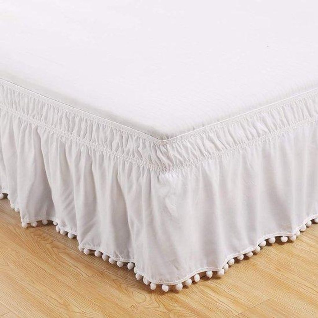 Pružná hotelová postel s volánky (bílá, 137 cm x 190 cm) Obrázek produktu 