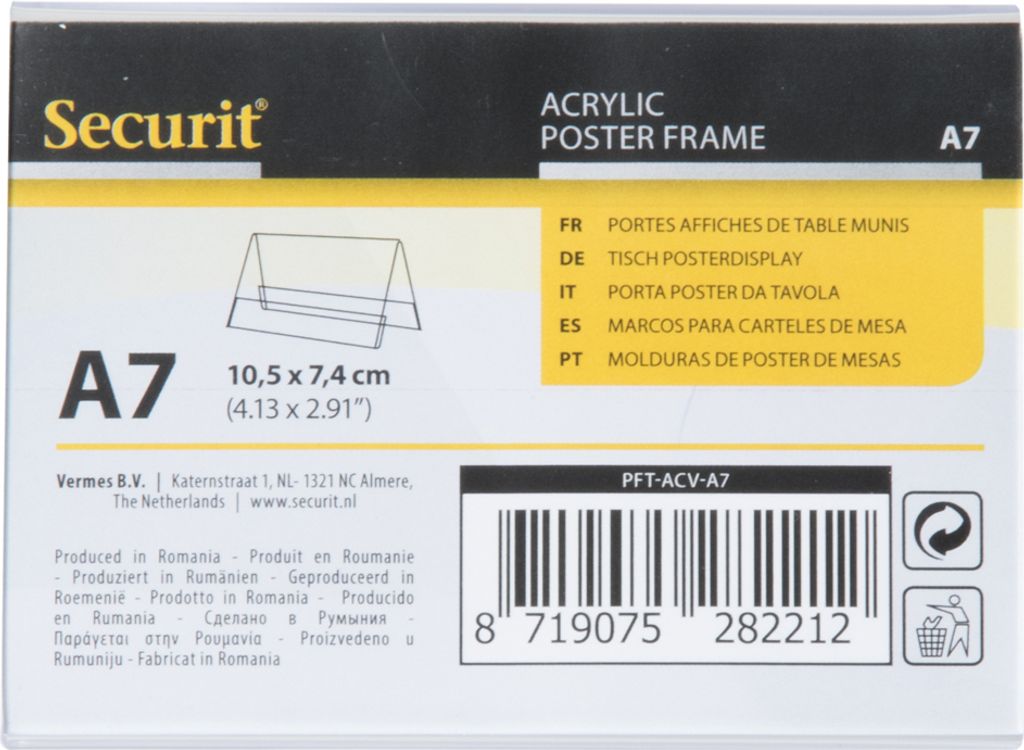 Securit Tischaufsteller Acrylic DIN A7 gerade