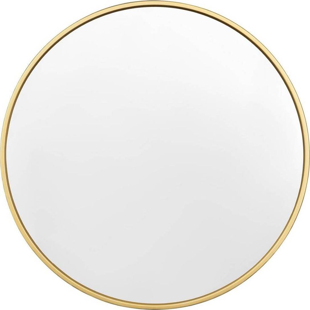WOLTU Spiegel rund, moderner Wandspiegel Hängespiegel, aus Glas Metall MDF : Golden 70x70cm Farbe: Golden Size: 70x70cm
