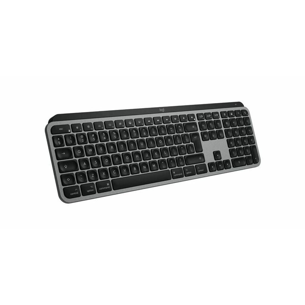 Logitech Master MX Keys S for Mac, Kabellos, RF Wireless + Bluetooth, Scherenschalter, QWERTY, LED, Aluminium, Schwarz