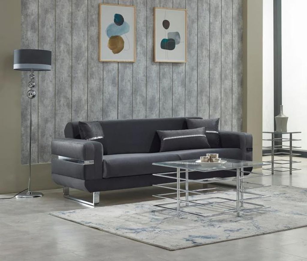 Dreisitzer Stoffsofa Couch Luxus Polstersofa Sofa 3 Sitzer Grau Sofas