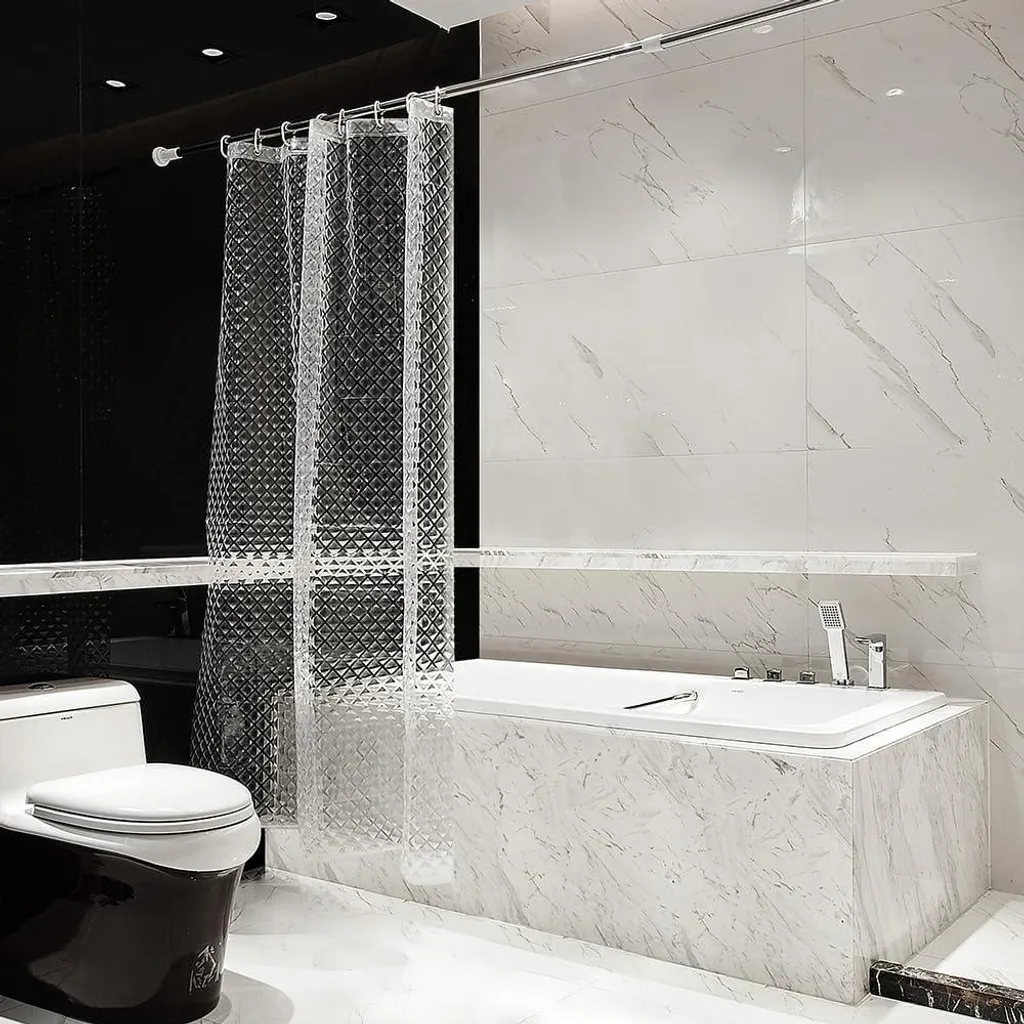 Rideau de douche lavable en machine 120x180 cm finition textile doux