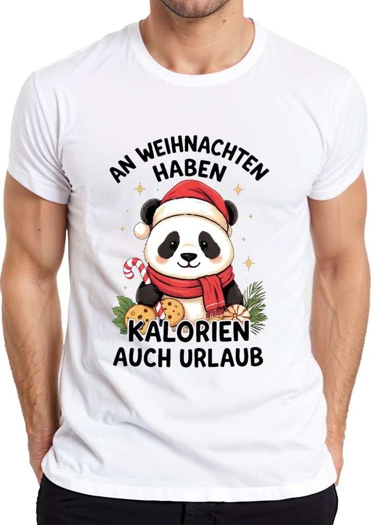 Weihnachten Panda Kalorien haben Urlaub lustig Geschenk Herren T-Shirt, Weiß, XL