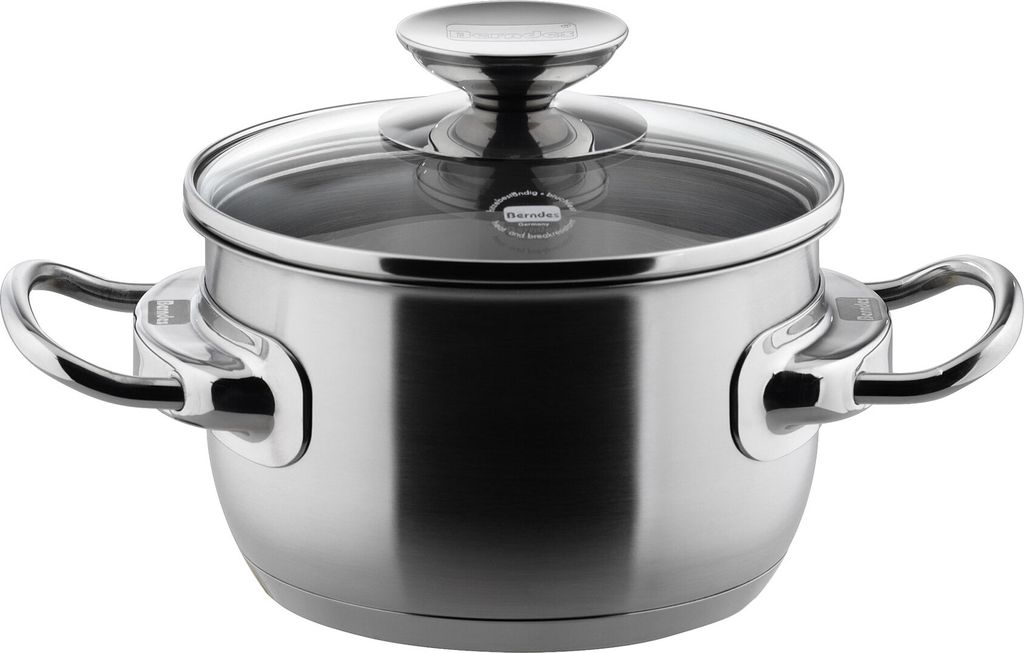 Kochtopf mit Glasdeckel 16, 20 oder 24 cm, Edelstahl, poliert - Injoy ohne Versiegelung