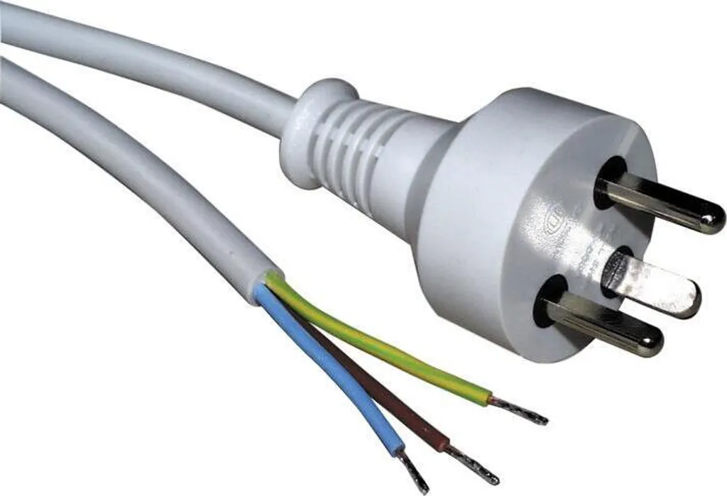 Cordon d'alimentation secteur blanc de 6 mètres avec fiche DK-EDB
