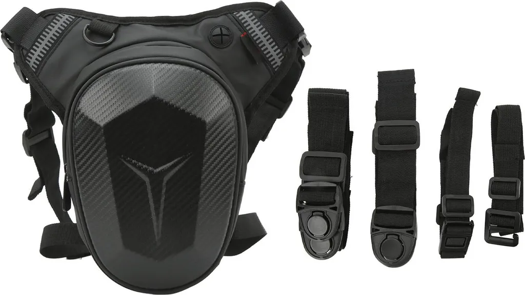 Sac de Jambe Moto en Fibre de Carbone avec Bande Réfléchissante Sécurisée