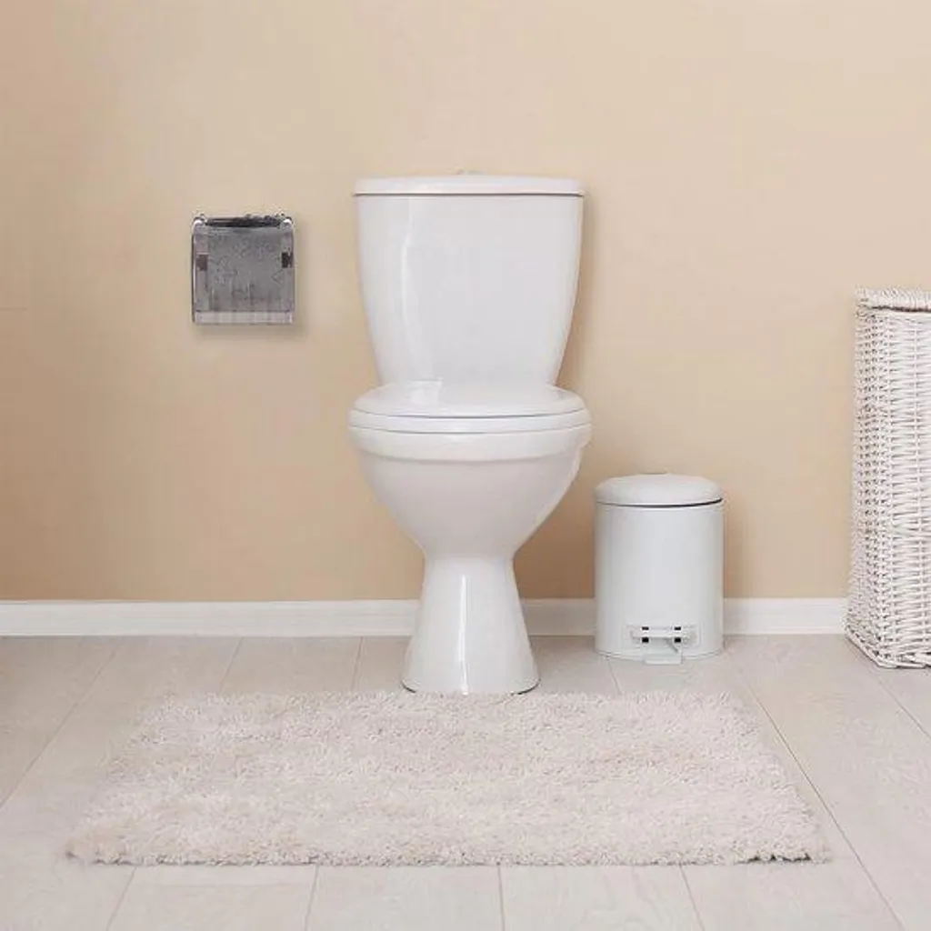 Porte-Papier WC Gris et Blanc avec Insert Bois Naturel, Design Scandinave
