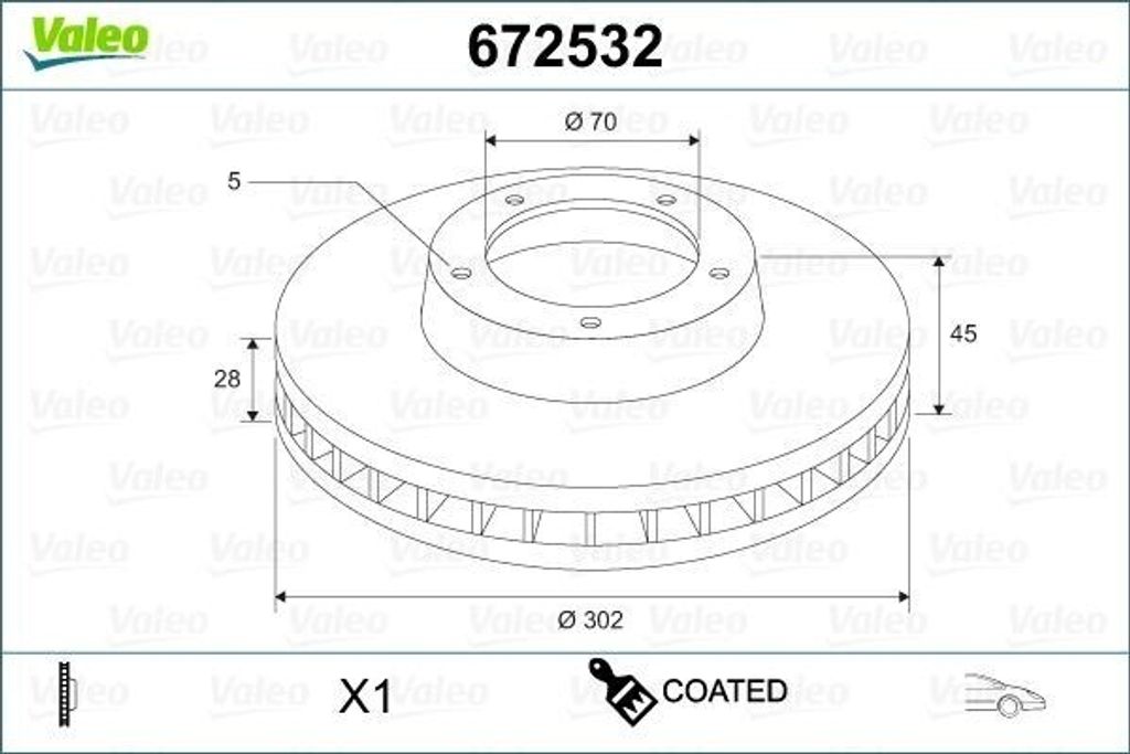 2x VALEO Bremsscheibe 672532 vorne für OPEL Vectra C Produktbild 