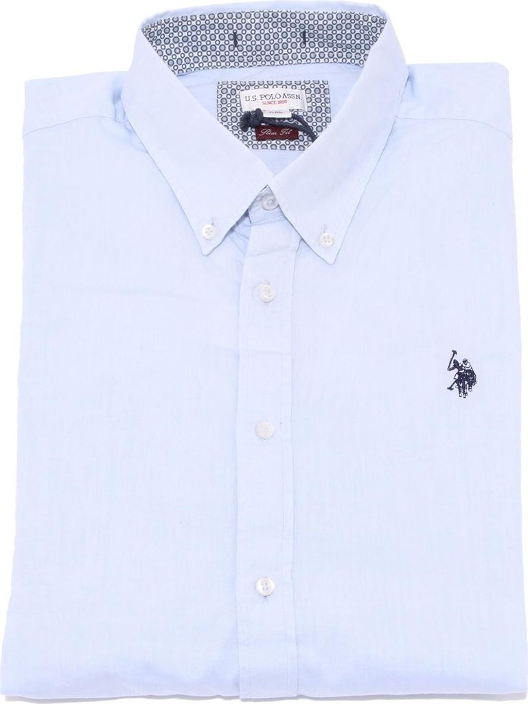 3651K camicia uomo U.S. POLO ASSN. SLIM FIT light blue shirt Baumwolle man
