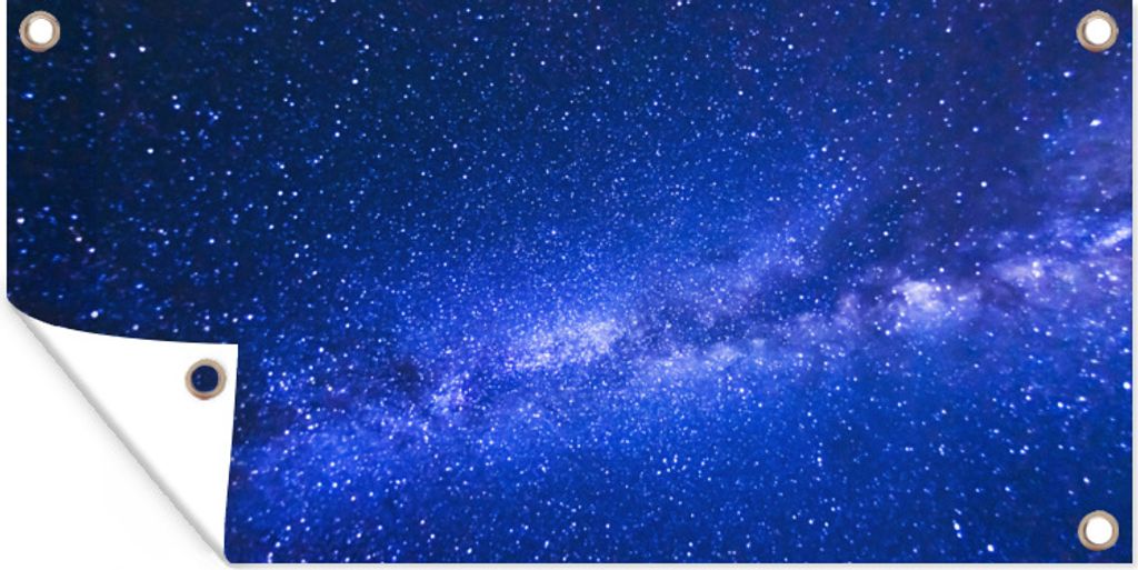 MuchoWow 160x80 cm Outdoor-Poster Gartendeko Sichtschutz Garten Poster für den Garten Sternenhimmel - Universum - Blau - Jungen - Mädchen - Kinder
