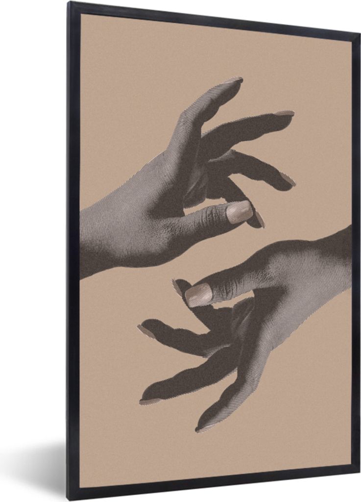 MuchoWow Gerahmtes Poster Vintage - Hand - Design 40x60 cm - Poster mit Schwarzem Bilderrahmen Wandposter Rahmen Foto Bilder - Papierdruck - Wand...