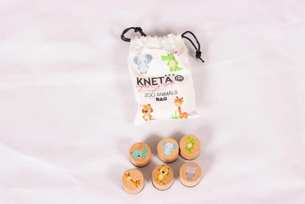 Tampons en bois pour pâte à modeler Kneta, activité manuelle zoo