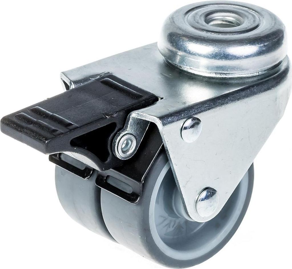 50mm 2" Zwillingsradrolle grau gummi mit Bremse 70kg Kapazität
