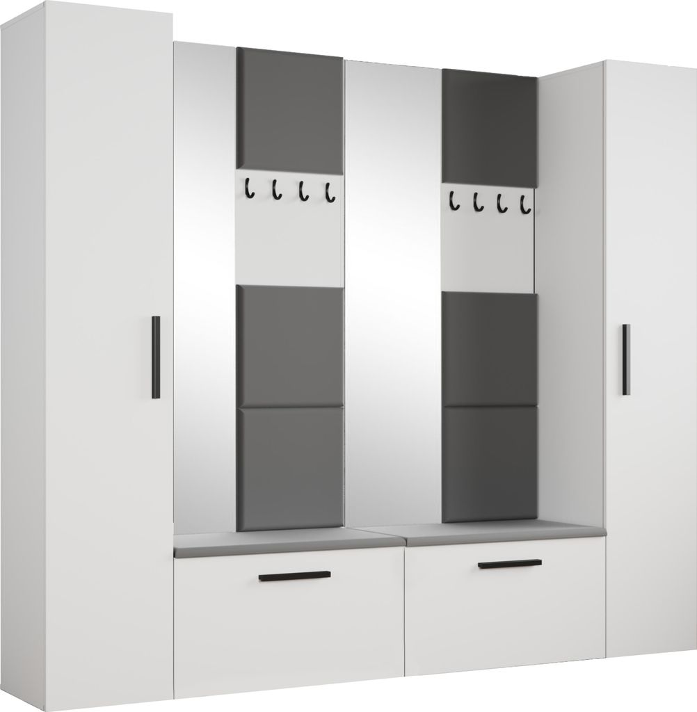 Masseno Garderobe-Set MODULO 241,2/204/40 cm Modern Garderobenschrank Weiß