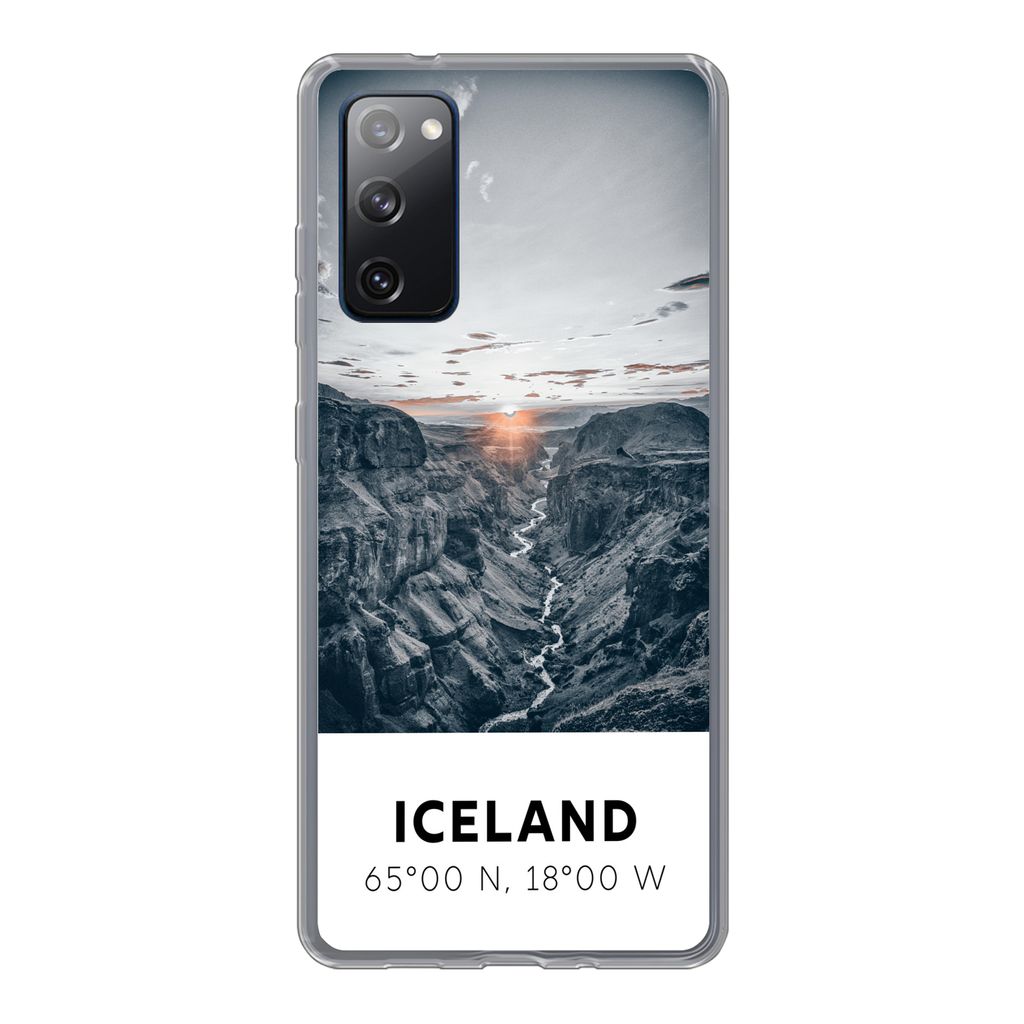 MuchoWow Handyhülle Schutzhülle Hülle für Samsung Galaxy S20 FE Island - Sonne - Berge Silikon Softcase Handy Hülle - Abdeckung