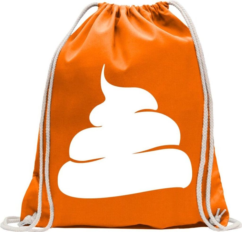 Kiwistar - Turnbeutel - mandarin - Kackhaufen Shit Fun - Fun Rucksack Sport Beutel Gymsack Baumwolle mit Ziehgurt