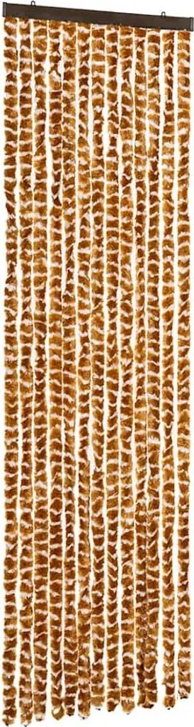 vidaXL Rideau anti-mouches chenille ocre et blanc 56x200 cm souple