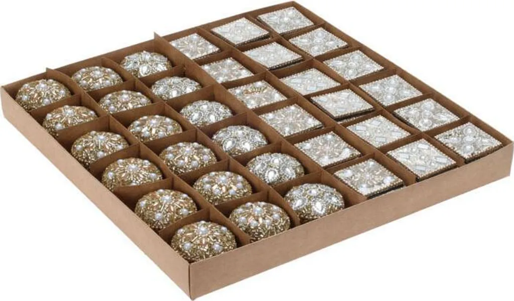 Boîte 4x3cm or métallique lot de 36 avec finition brillante luxe