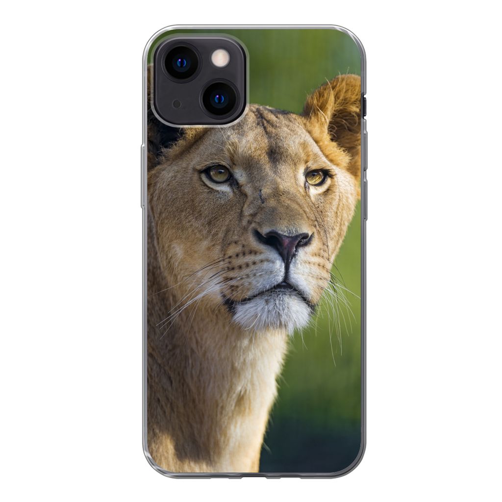 MuchoWow Handyhülle Schutzhülle Hülle für iPhone 13 Porträt - Löwe - Wild Silikon Softcase Handy Hülle - Karteninhaber
