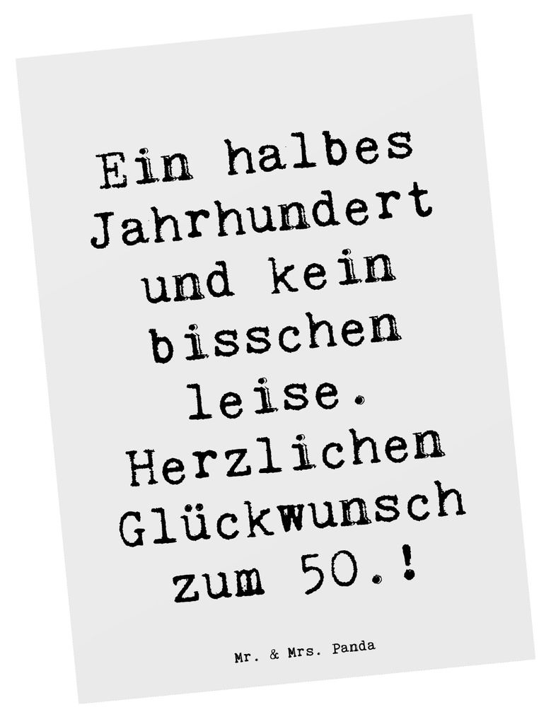 Mr. & Mrs. Panda Postkarte Spruch 50. Geburtstag - Weiß - Geschenk, Postkarten, Grußkarte, Enthusiasmus, Abenteuer, bildkarte, 50 Jahre, halbes J...