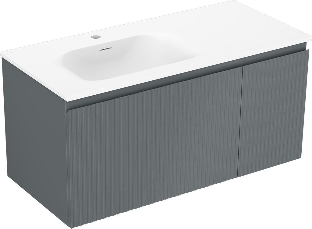 Mexen Orio Badezimmer-Unterschrank 90 cm mit Waschbecken Vela, 2 Schubladen, weiß glänzend - 91A10-09047-2-BFF00-W23M00