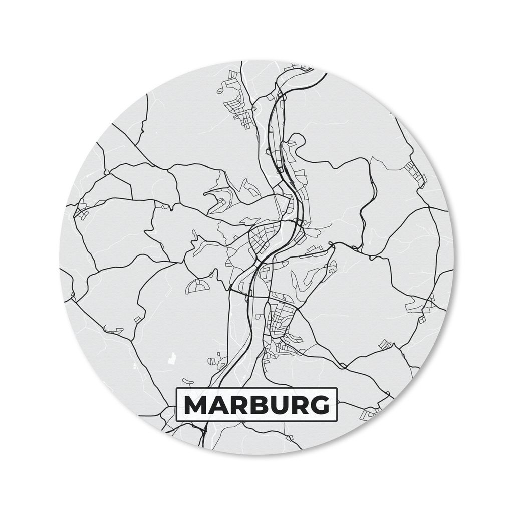 MuchoWow Mauspad Mousepad Stadtplan - Karte - Marburg - Deutschland 40x40 cm - Mousepads - Maus Mat - Pad - Mausunterlage - Schreibtisch Accessoires