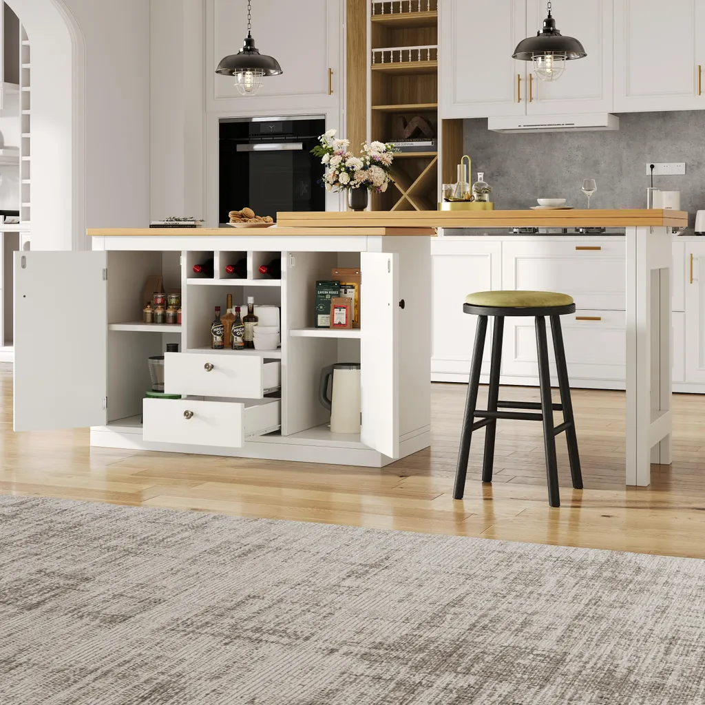 Table bar gain de place extensible et rotative pour optimiser la cuisine
