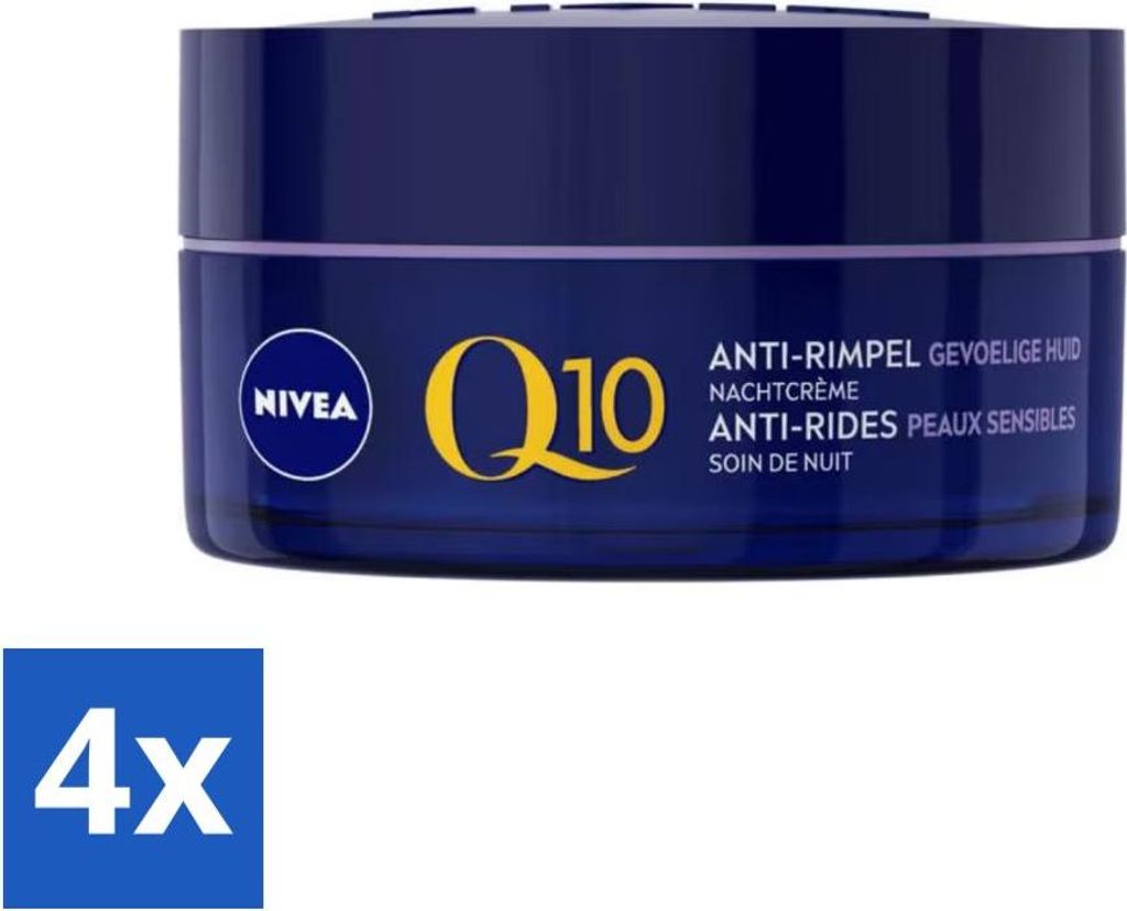 NIVEA – Nachtcreme – Q10 POWER Anti-Falten Sensitiv – Für empfindliche Haut – Mit Q10, Kreatin & Süßholzextrakt – 50 ml - Vorteilspack...
